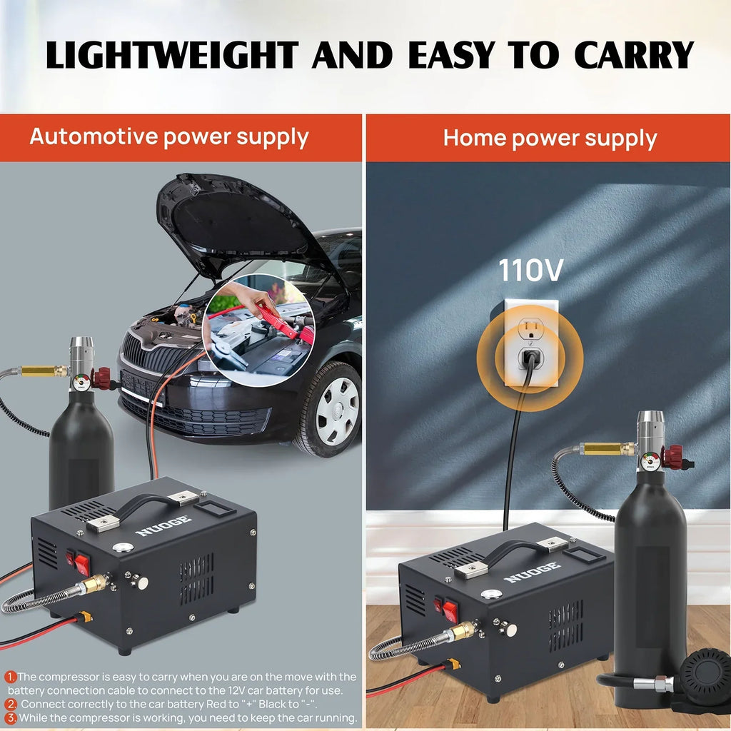 2026 NewNUOGE Pcp Air Compressor,4500Psi 12V DC or 110V AC W/Converter Paintball/Scuba Tank Compressor Pump
