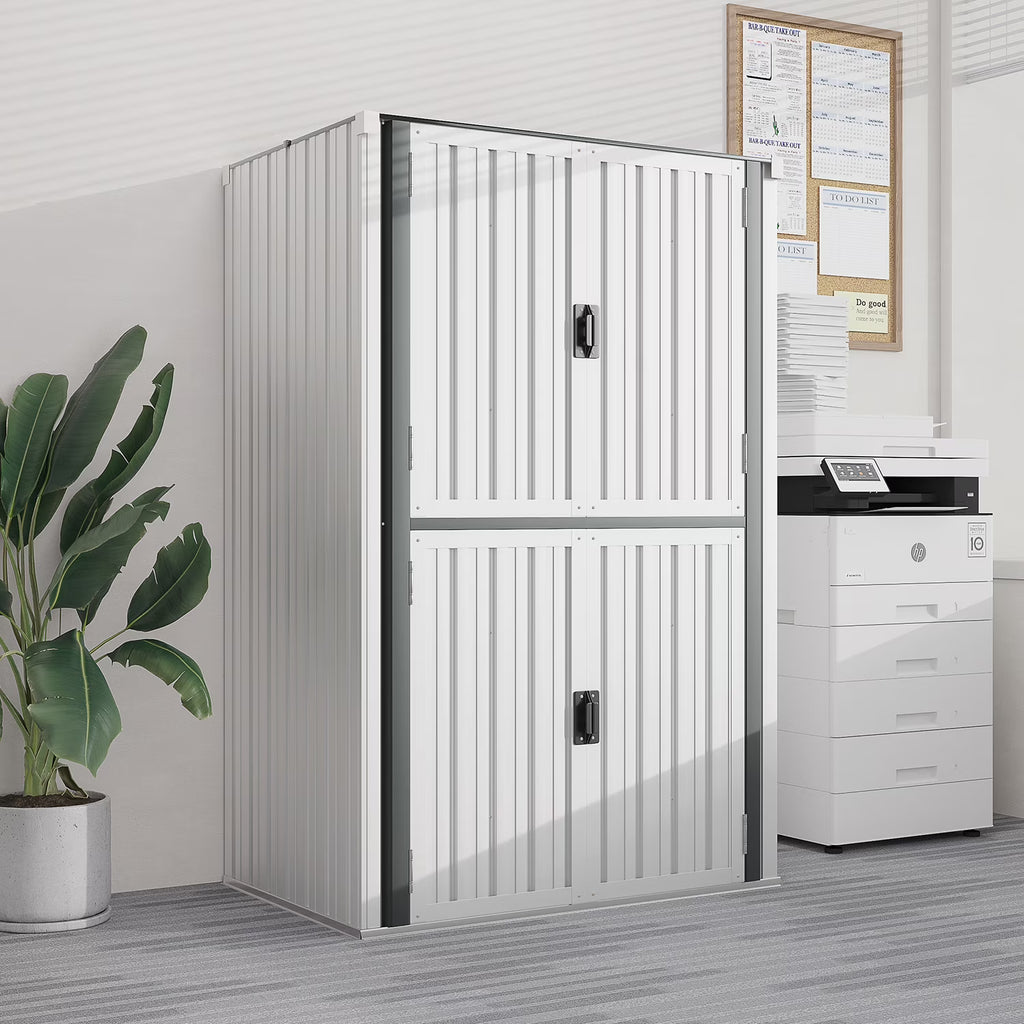 2026 NewAECOJOY Outdoor Storage Cabinet for Garden & Patio, a Metal Organizer with Doors and Shelves in Gray