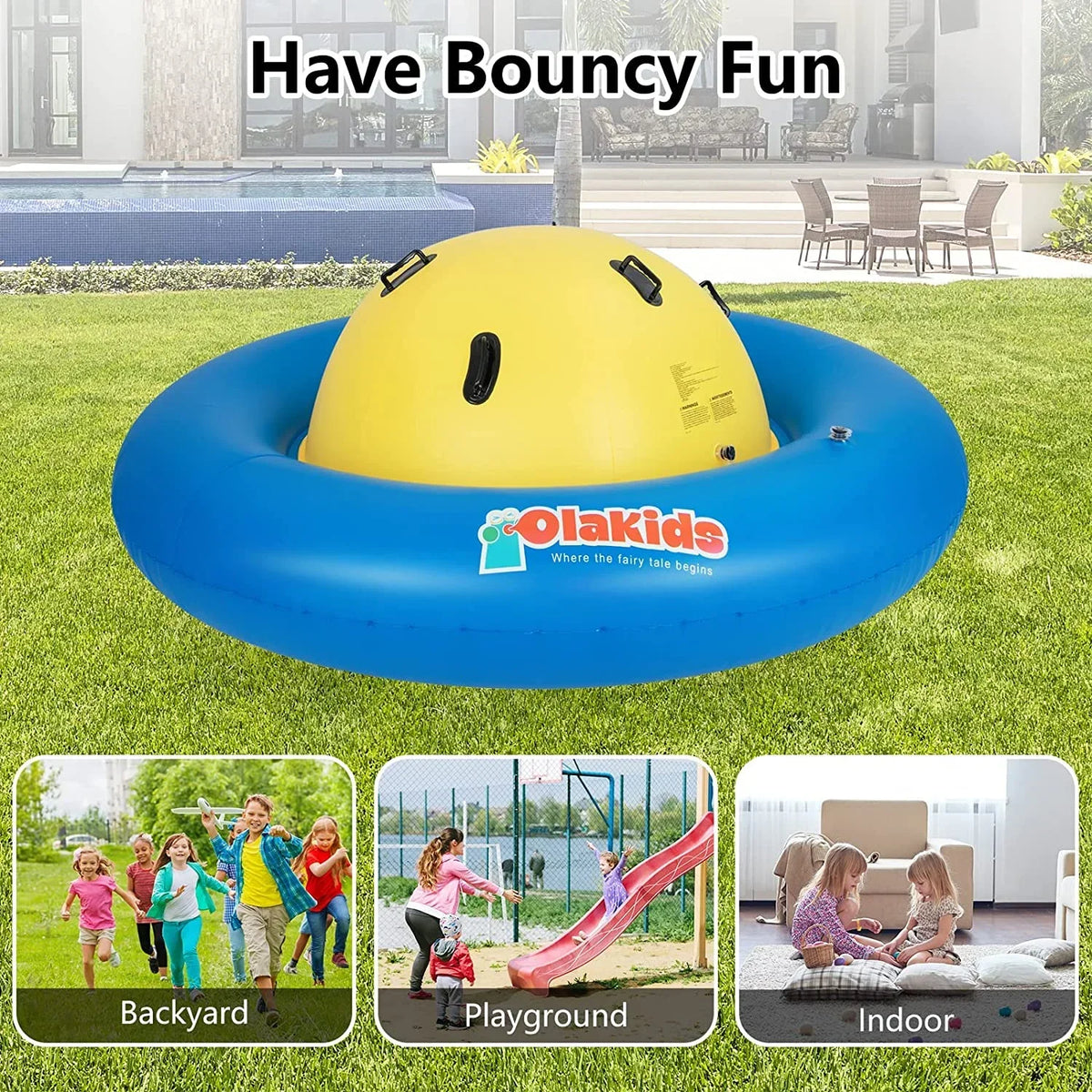 2026 NewOLAKIDS 8FT Inflatable Dome Rocker Bouncer, Outdoor Kids Giant Roll and Play Seesaw Rocker with 6 Secure Handles, Max Weight 250 LBS, Toddlers Climbing Toy Backyard Play Center Equipment