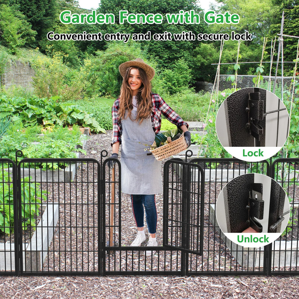2026 NewGarden Fence with Gate Fencing No Dig Fence Panels 30ft(L)"32in(H) for Yard Animal Barrier Decorative Garden Fencing for Backyard Patio Garden Fences and Borders for Dogs