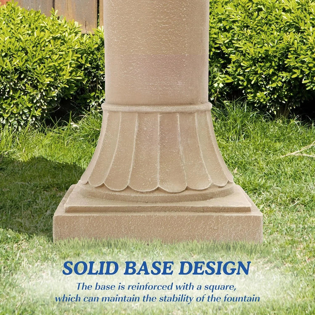 2026 NewMagic Union Italian Solar Water Fountains Outdoor Garden Decor - 48.4''H Fountain and Waterfall, Large Cascading Indoor Floor-Standing Resin Bubbler Fountain Features W/Pump for Patio, Backyard