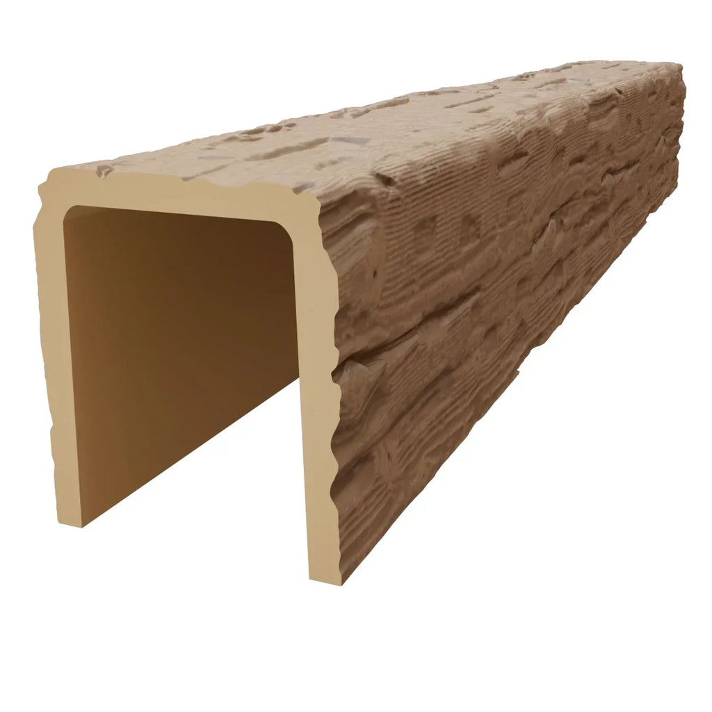 2026 NewEkena Millwork 3 1/2"W x 3 1/2"H x 120"L 3-Sided (U-Beam) Salvaged Timber HeritageTimber Faux Wood Ceiling Beam, Kona Brown