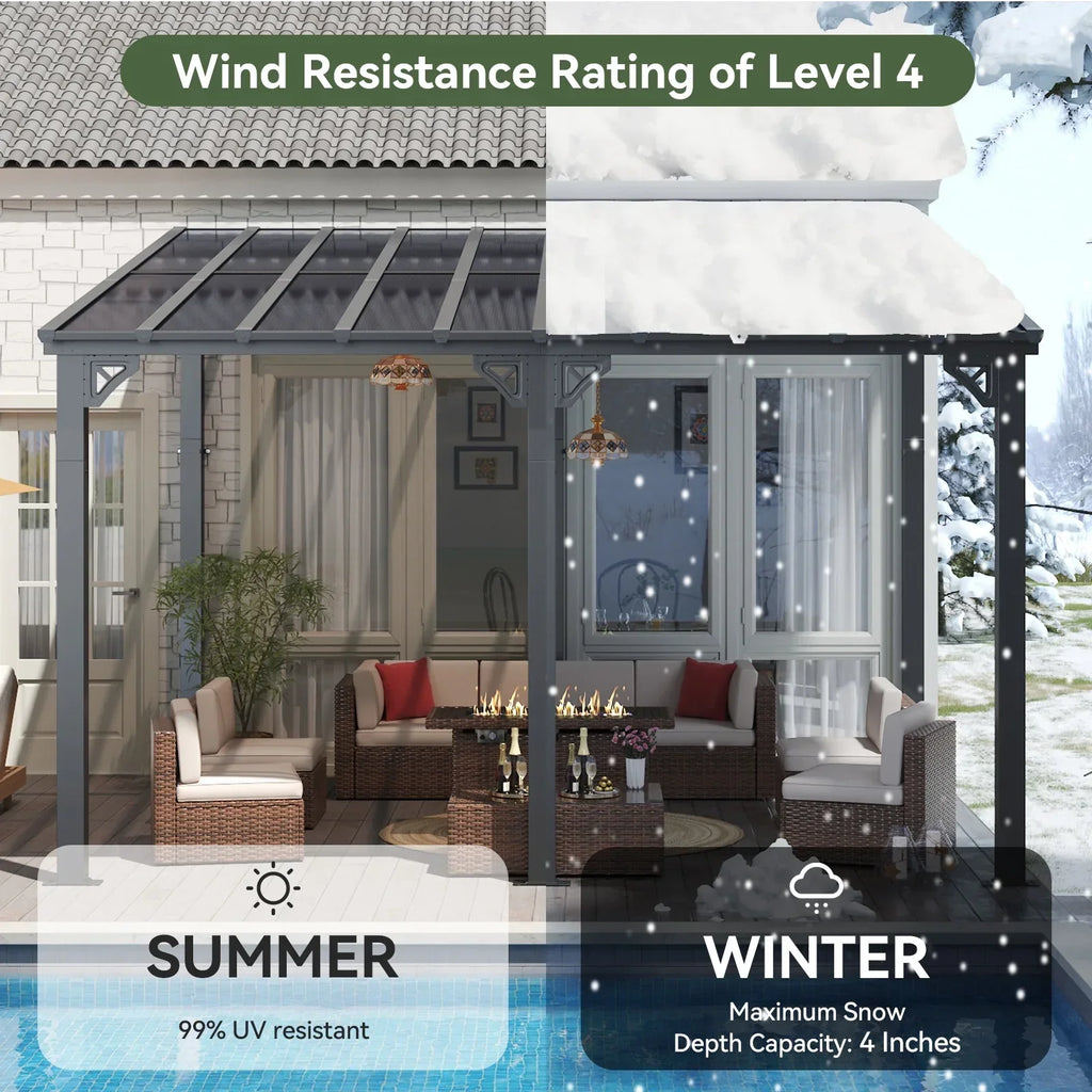 2026 NewAoxun 8' x 5' Gazebo for Patio, Gazebo Pergola with Sloped Roof, Grill Gazebo Large Wall-Mounted Heavy Duty Awnings, for Backyard, Deck, Patio