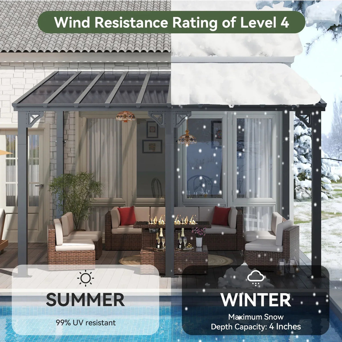 2026 NewAoxun 8' x 5' Gazebo for Patio, Gazebo Pergola with Sloped Roof, Grill Gazebo Large Wall-Mounted Heavy Duty Awnings, for Backyard, Deck, Patio