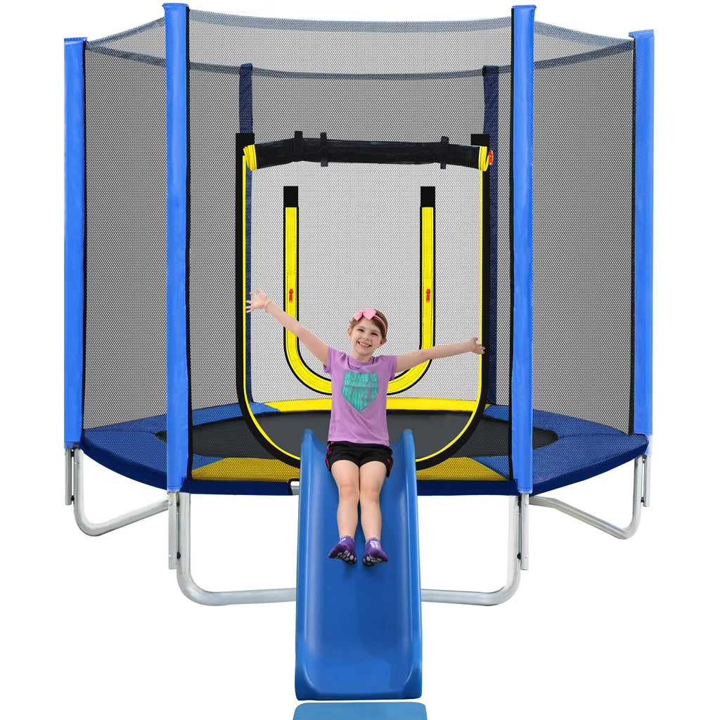 2026 New7FT Trampoline for Kids,Outdoor Recreational Trampoline with Safety Enclosure Net,Blue