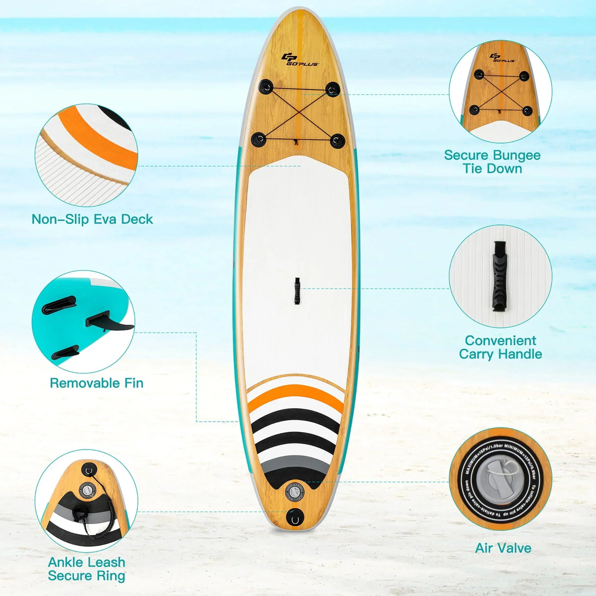 2026 NewGoplus 11' Inflatable Stand Up Paddle Surfboard W/Bag Aluminum Paddle Pump