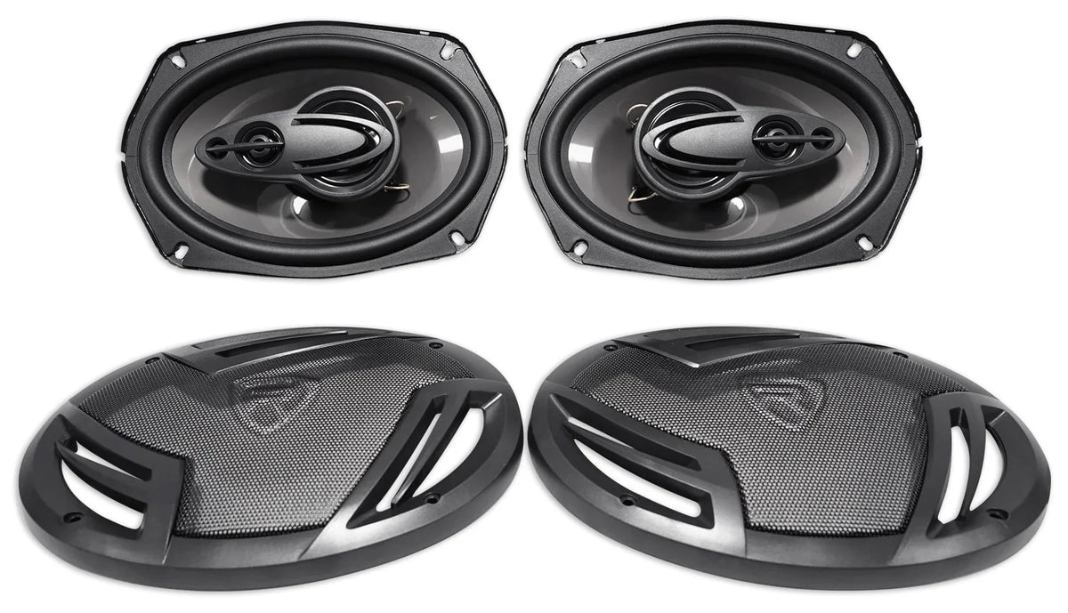 2026 New(4) Rockville RV69.4A 6x9" 1000w 4-Way Car Speakers+Quad Speaker Enclosure Box