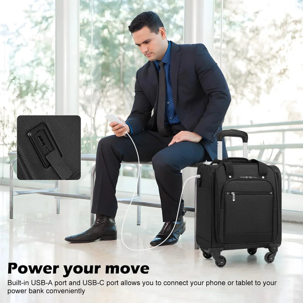 2026 NewUnderseat Carry On Luggage Softside Lightweight Rolling Travel Bag Spinner Suitcase