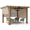 2026 NewSunjoy Cedar Pergola 10 x 11 ft. Wooden Hot Tub Pergola with Adjustable Canopy and Privacy Screen
