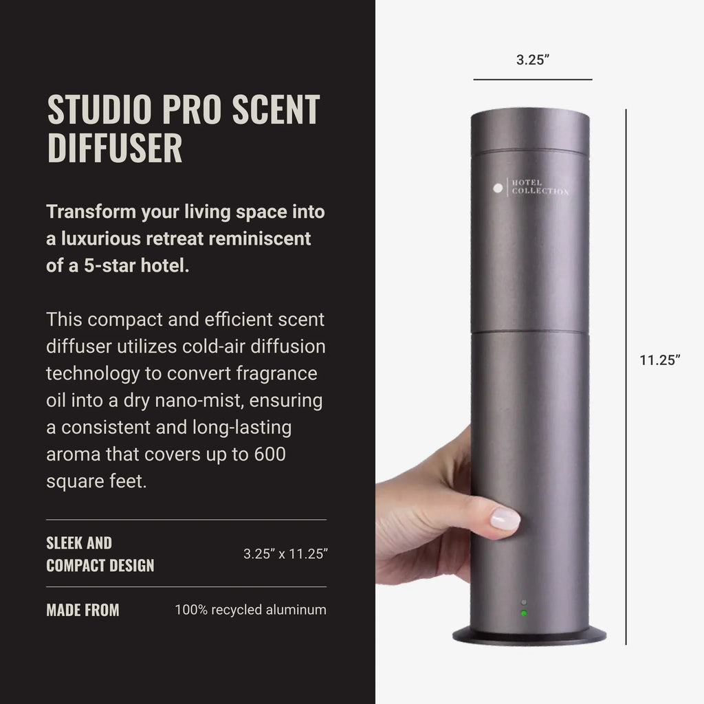 2026 NewHotel Collection | Studio Pro Essential Oil Diffuser | 600 sq ft Coverage | Cordless & Portable with Remote | Cold-Air Diffusion Technology Scent Diffuser | Home, Office & Business - Space Gray