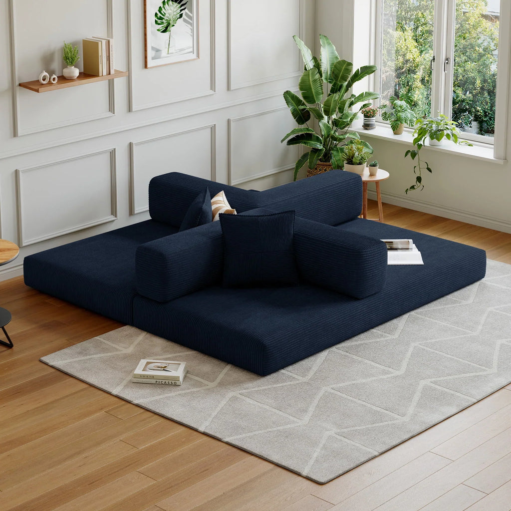 2026 NewConvertible Sleeper Sofa Bed,Compressed Floor Boneless Couch,Modular Modern Corduroy Sofa for Living Room Bedroom -with Fixed-Shape Frame and Support Armrest,Easy Assembly(Green)