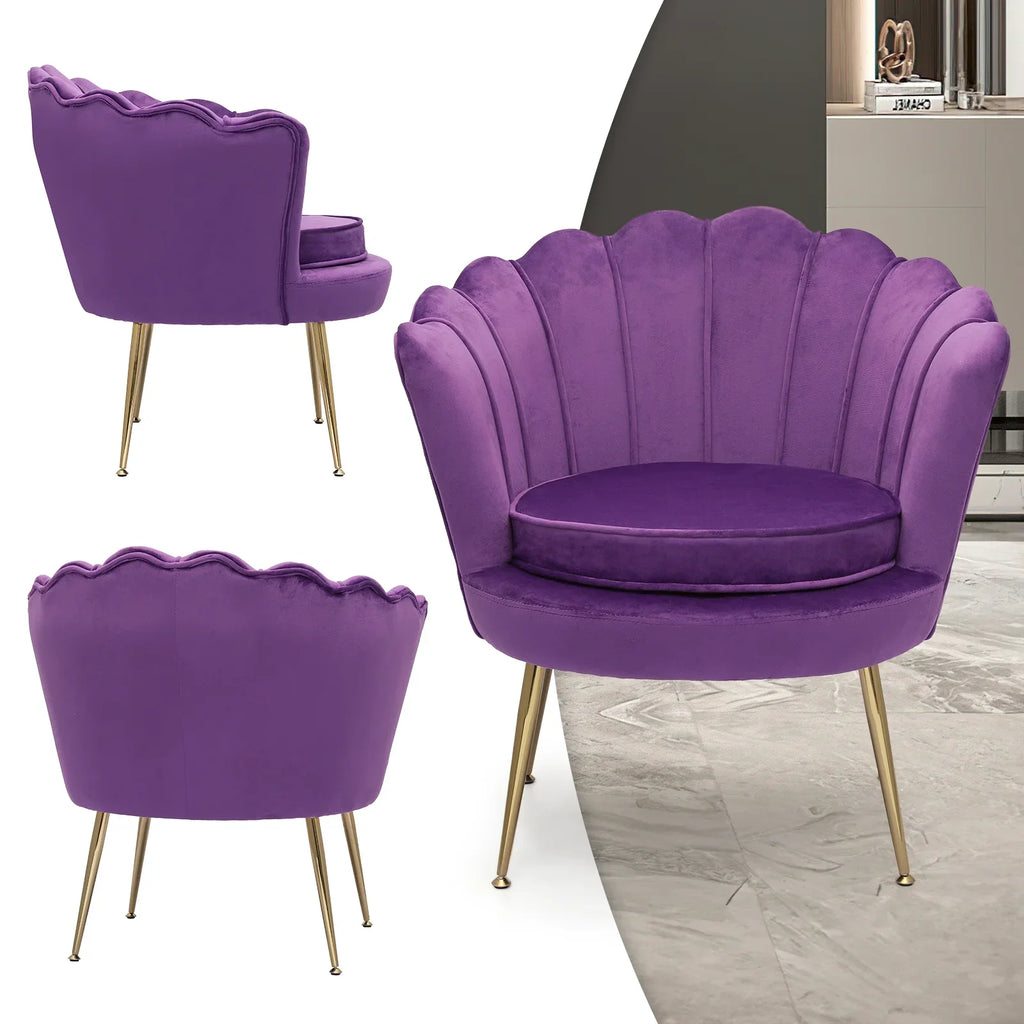 2026 NewMoNiBloom Set of 2 Velvet Tufted Accent Chair with Pillow and Stool, Upholstered Modern Single Sofa Side Chair with Padded Seat and Golden Metal Legs, Living Room Armchair, Black