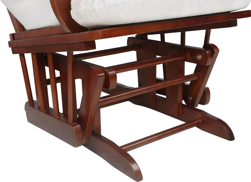 2026 NewAFG Alice Glider and Ottoman with Pillow. Espresso Finish with Beige Cushions