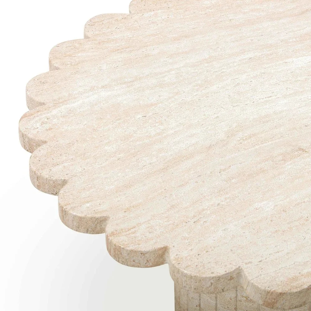 2026 NewTOV Furniture Blossom Washed Travertine Finish Indoor/Outdoor Coffee Table