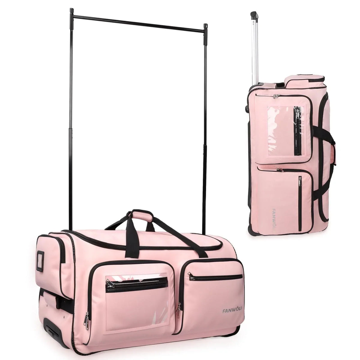 2026 NewFegat Dance Bag with Garment Rack - 28"Collapsible Rolling Competition Dance Duffle Bag Lightweight Costume Wheeled Suitcase for Dancers Shows Livestreamer Athletes