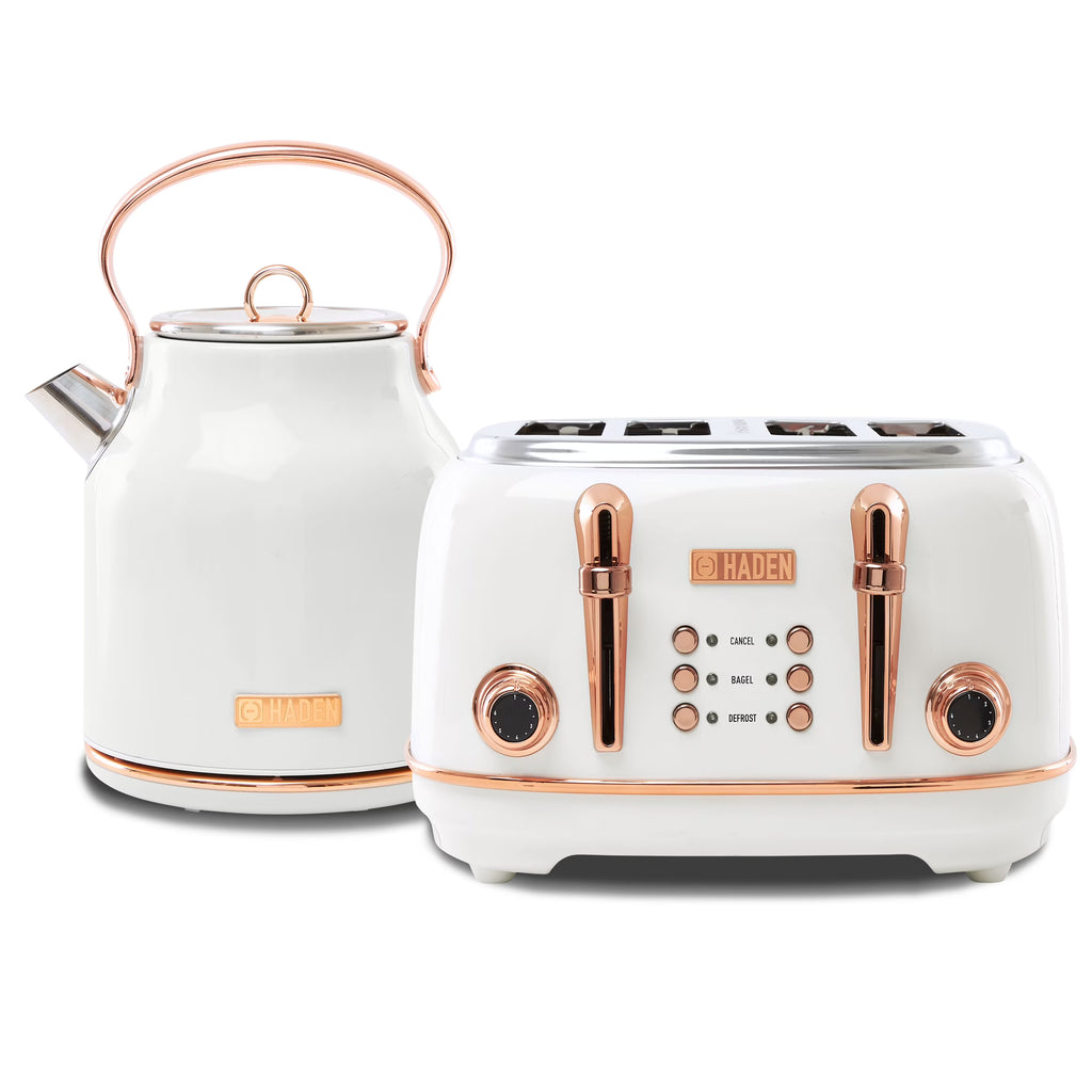 2026 NewHaden Heritage 1500 1.7 Electric Kettle, Matte Black Finish with Copper Accents