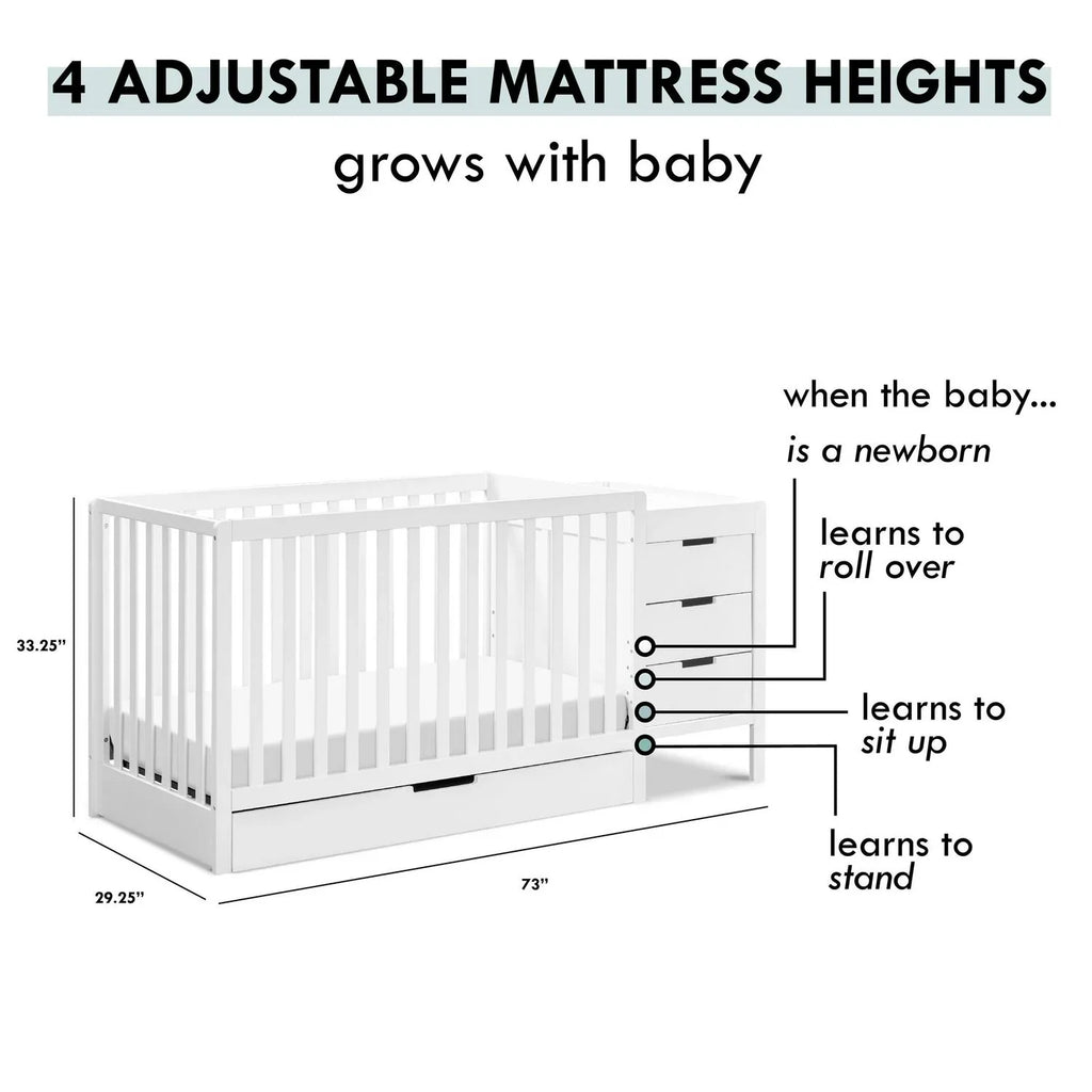 2026 NewCarter-s by DaVinci Colby 4-in-1 Convertible Crib & Changer Combo in White
