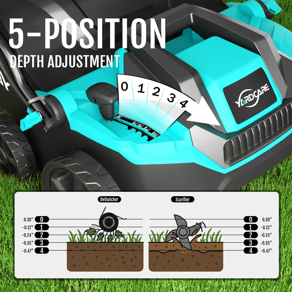 2026 New2-in-1 Scarifier and Dethatcher �C Deep Soil Revitalization with High-Torque Motor, Adjustable Depth Control, Dual Safety Switch & Removable 10.5-Gallon Thatch Bag