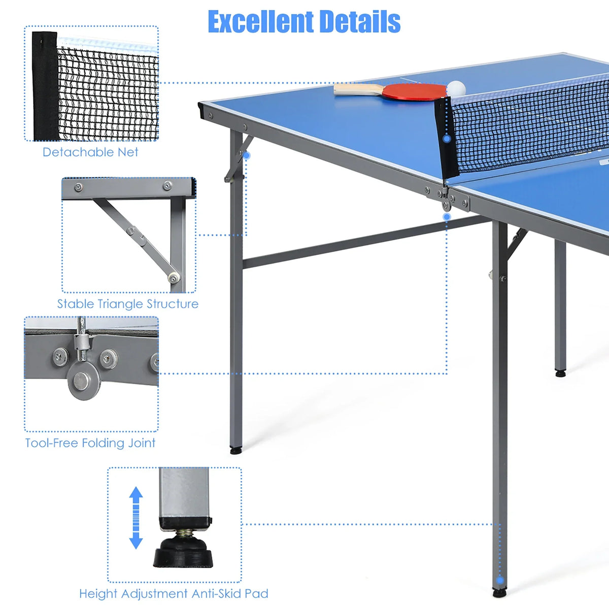 2026 NewGoplus 6" x3" Portable Tennis Ping Pong Folding Table w/Accessories Indoor Outdoor Game