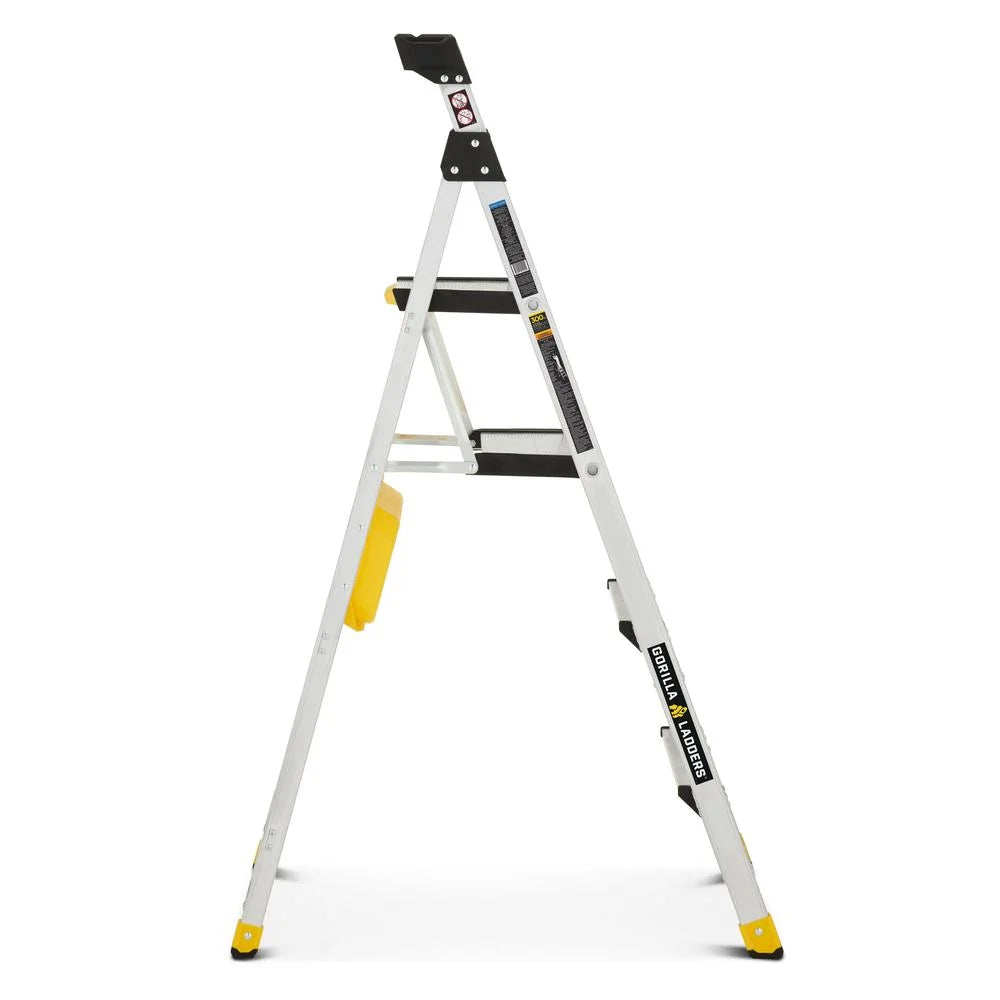 2026 NewGorilla Ladders Removable Dual Platform Heavy Duty Ladder With Project Bucket, 5.5 ft, Aluminum, Multicolor