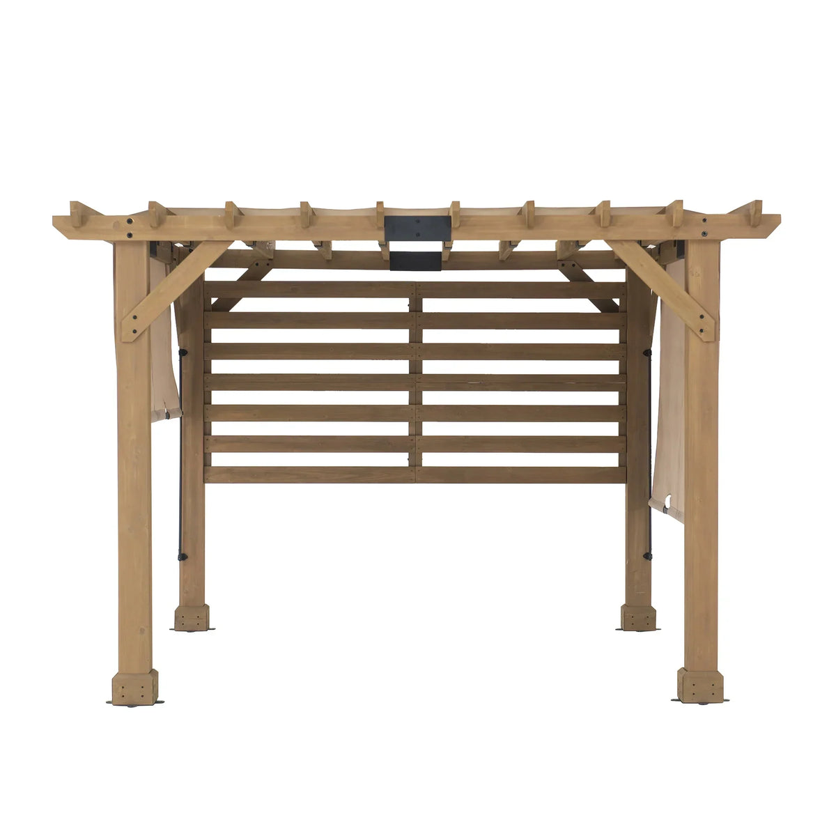 2026 NewSunjoy Cedar Pergola 10 x 11 ft. Wooden Hot Tub Pergola with Adjustable Canopy and Privacy Screen