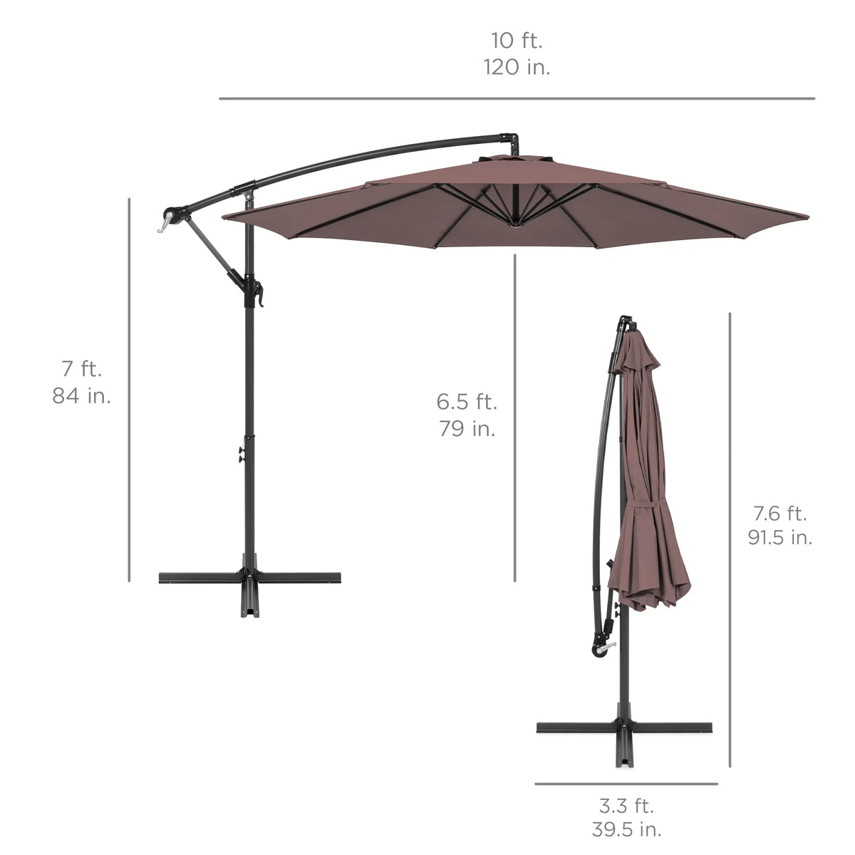 2026 NewBest Choice Products 10ft Offset Hanging Outdoor Market Patio Umbrella w/ Easy Tilt Adjustment - Tan