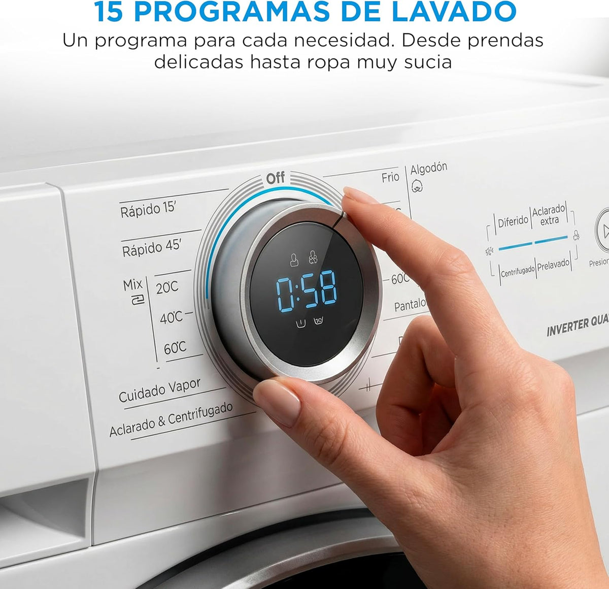 2026 Midea Lavadora de carga frontal 8 kg, 1950 W, 1350 rpm, motor Inverter, 15 programas, HealthGuard, lavado rápido, vapor y modo Eco