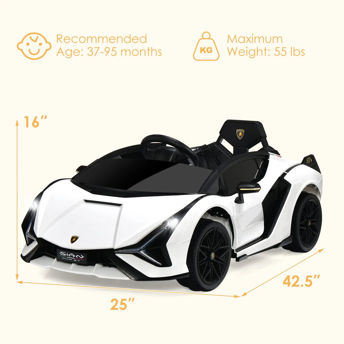 2026 Lamborghini Licenciado Eléctrico con Suspensión y Bluetooth