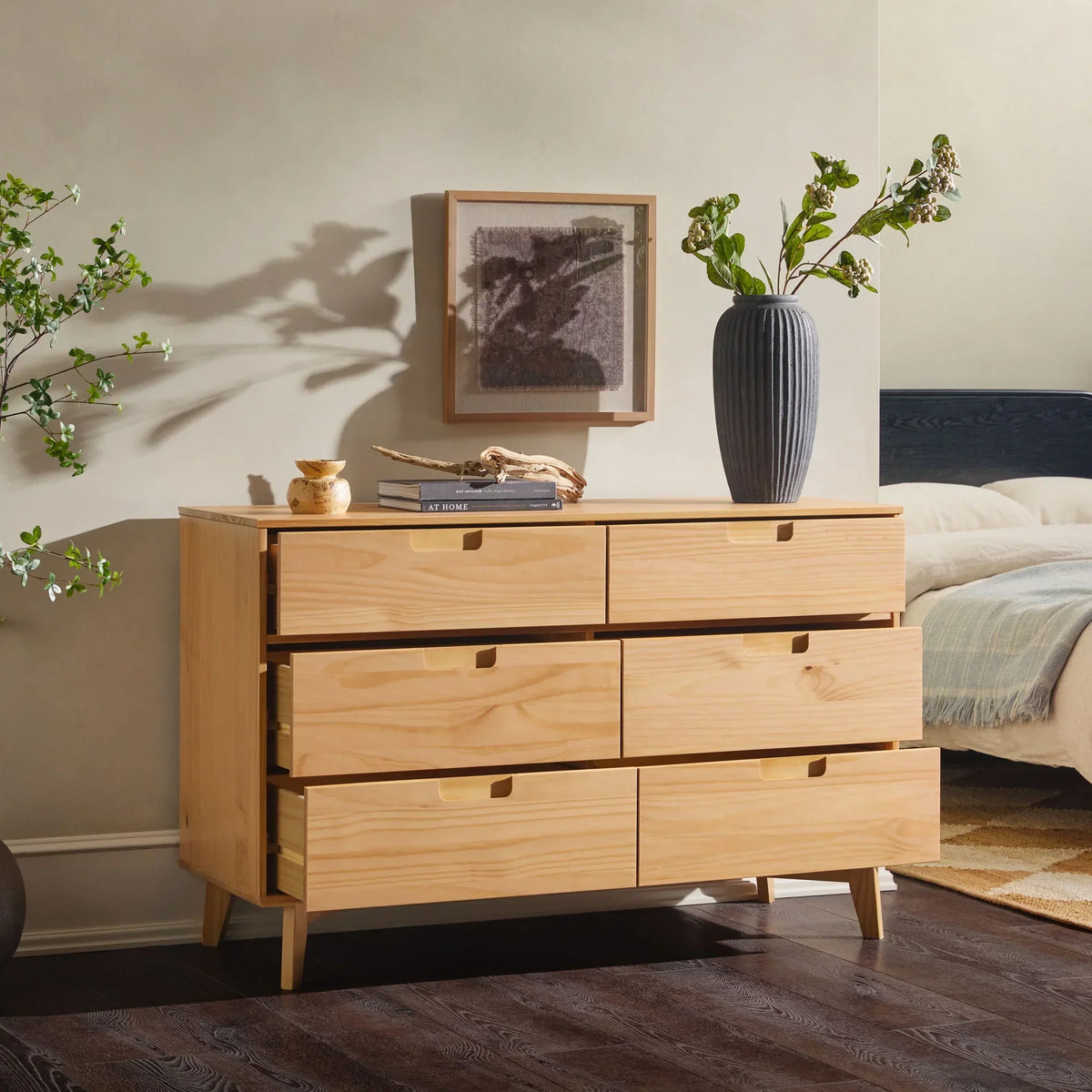 2026 NewWalker Edison Sonoma 6-Drawer Solid Wood Caramel Dresser