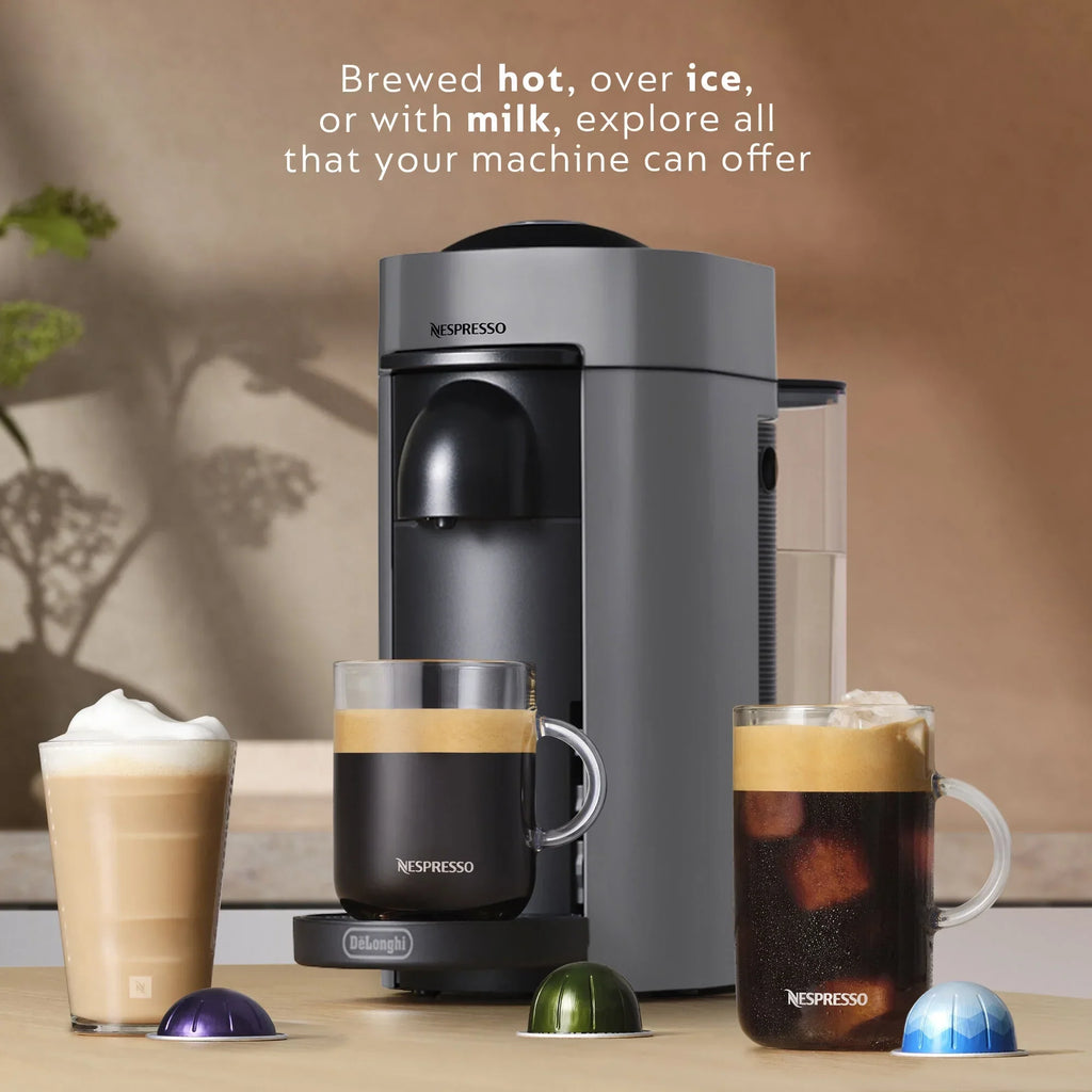 2026 NewNespresso New Vertuo Plus Coffee and Espresso Machine by De'Longhi with Aerocinno, Gray, Single-Serve Brewers
