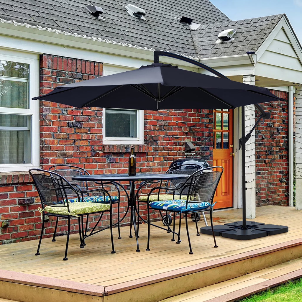 2026 NewJUSTLET 10ft Heavy Duty Patio Hanging Offset Cantilever Patio Umbrella W/ 4-Piece Base Included Included, Beige