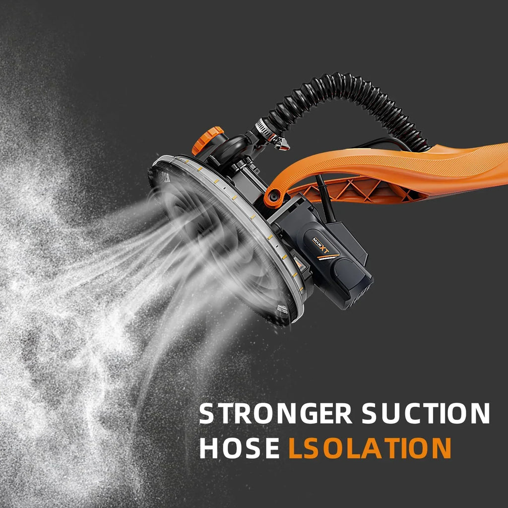 2026 NewPOVANLI 780W Electric Drywall Sander with Vacuum Dust Collection, 6.5A Motor Dustless Floor Sander with Variable Speed 900-1800RPM, LED Light, Extendable & Foldable Handle Yellow+Black