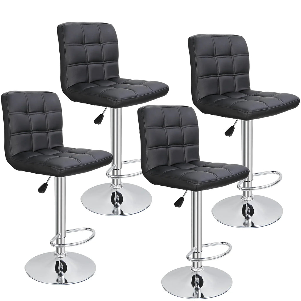 2026 NewZENY Set of 4 Bar Stool Soft Cushion Metal Frame 24-32" Swivel Chair, Black