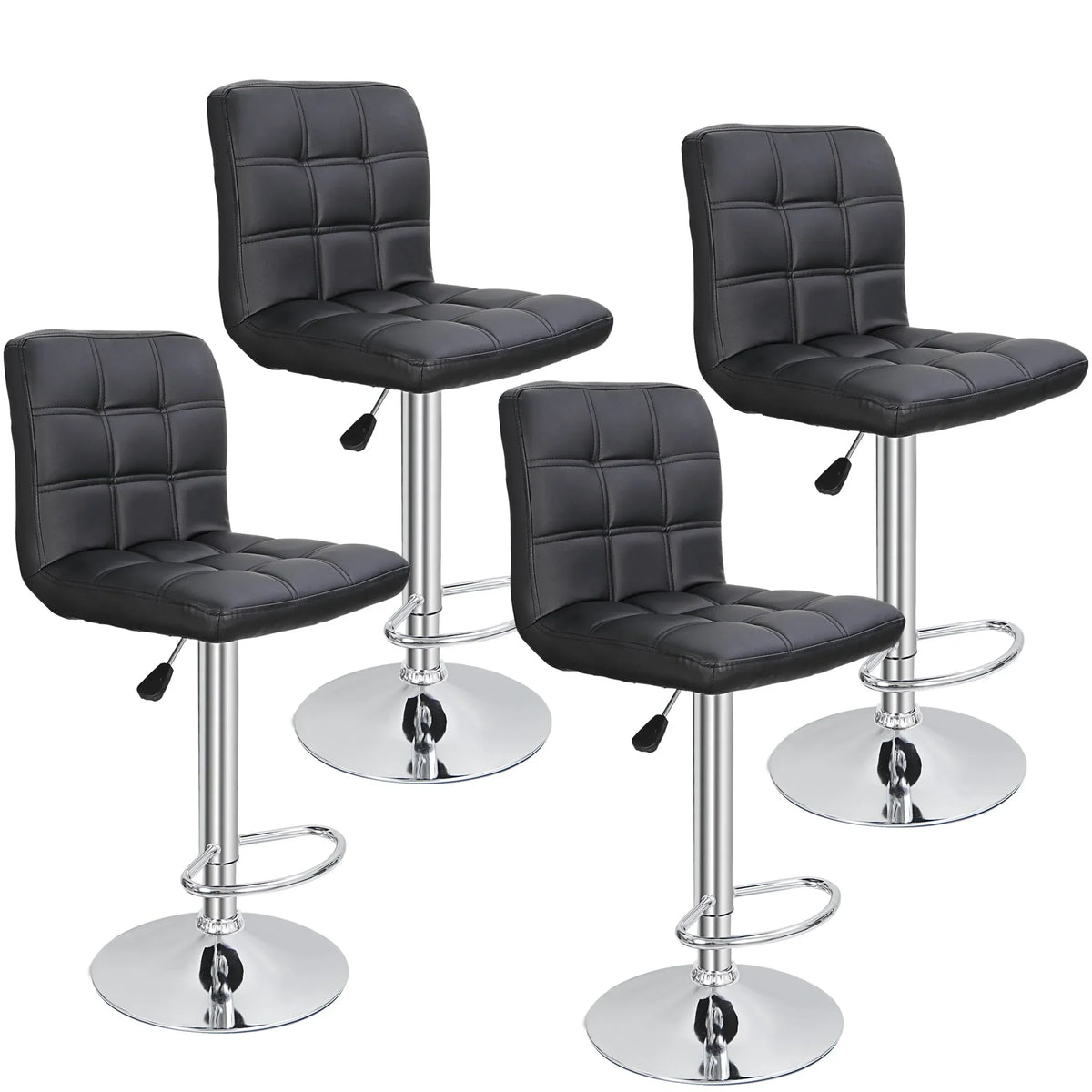 2026 NewZENY Set of 4 Bar Stool Soft Cushion Metal Frame 24-32" Swivel Chair, Black