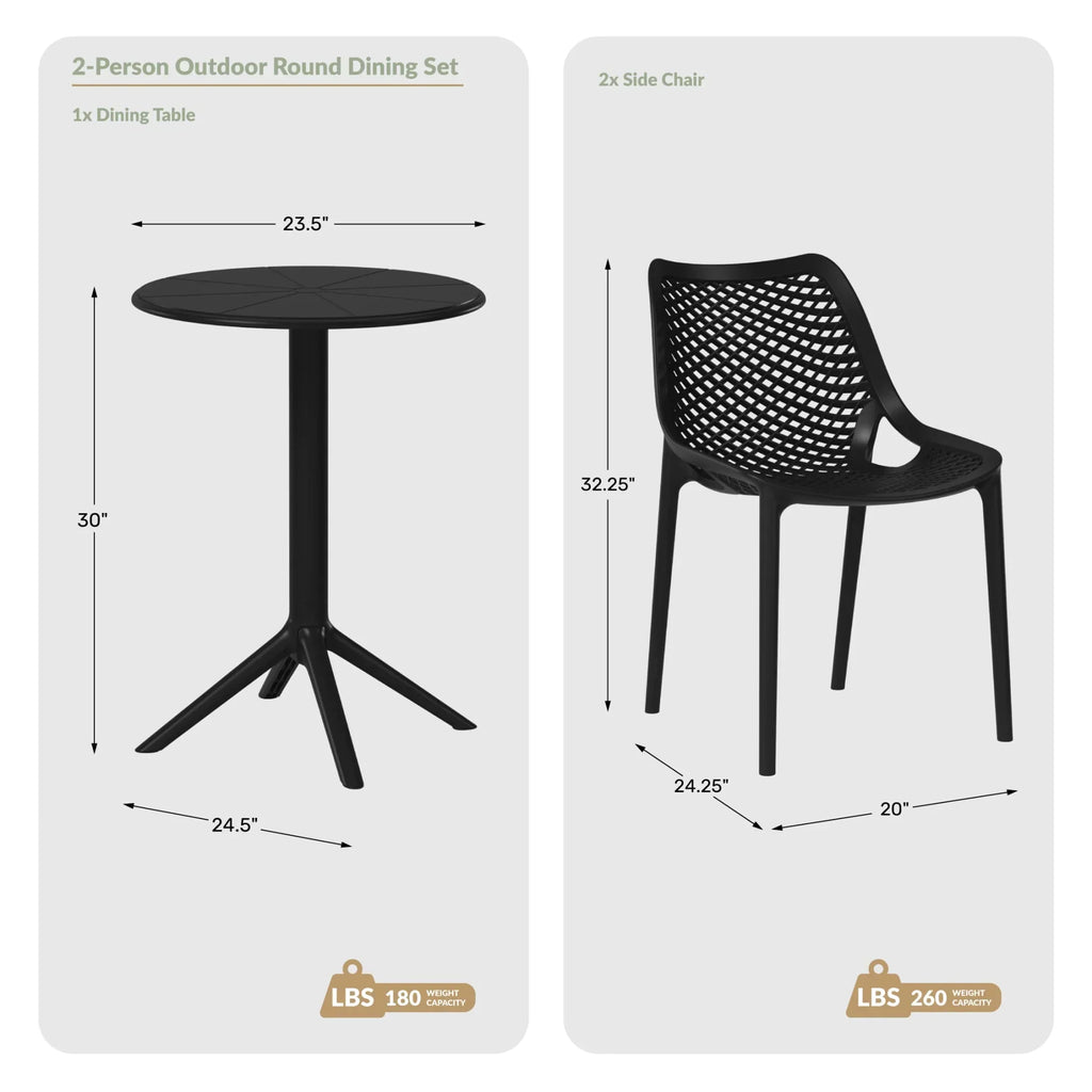 2026 NewWestinTrends Playa 3-Piece Outdoor Resin Patio Bistro Set with Stackable Patio Dining Side Chairs, Olive Green