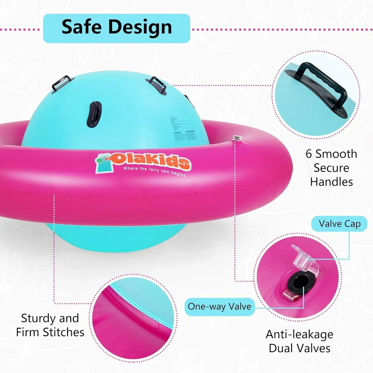 2026 NewOLAKIDS 8FT Inflatable Dome Rocker Bouncer, Outdoor Kids Giant Roll and Play Seesaw Rocker with 6 Secure Handles, Max Weight 250 LBS, Toddlers Climbing Toy Backyard Play Center Equipment