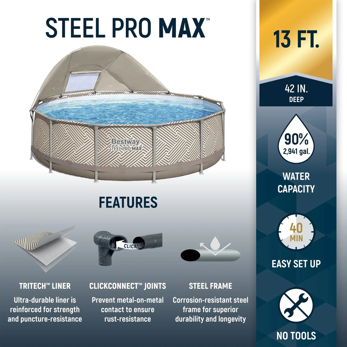 2026 NewBestway Steel Pro MAX 12' x 30" Above Ground Outdoor Swimming Pool Set