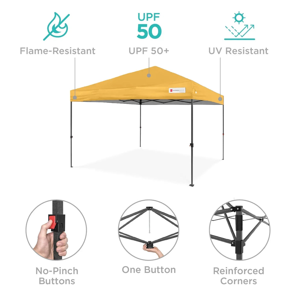 2026 NewBest Choice Products 12x12ft Easy Setup Pop Up Canopy w/ 1-Button Setup, Wheeled Case, 4 Weight Bags - Navy Blue