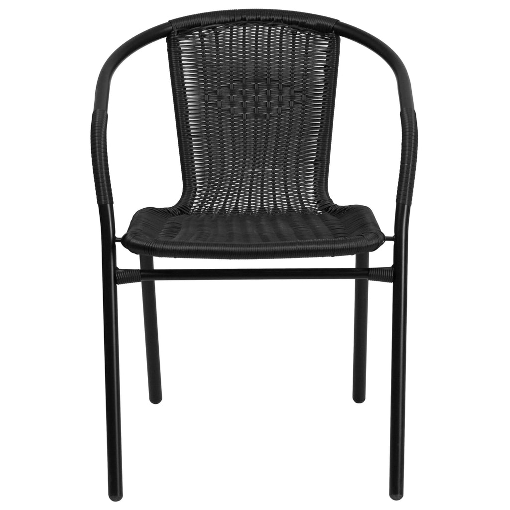 2026 NewEmma + Oliver Indoor/Outdoor Stacking Rattan Restaurant Patio Chairs, Set of 2, Gray
