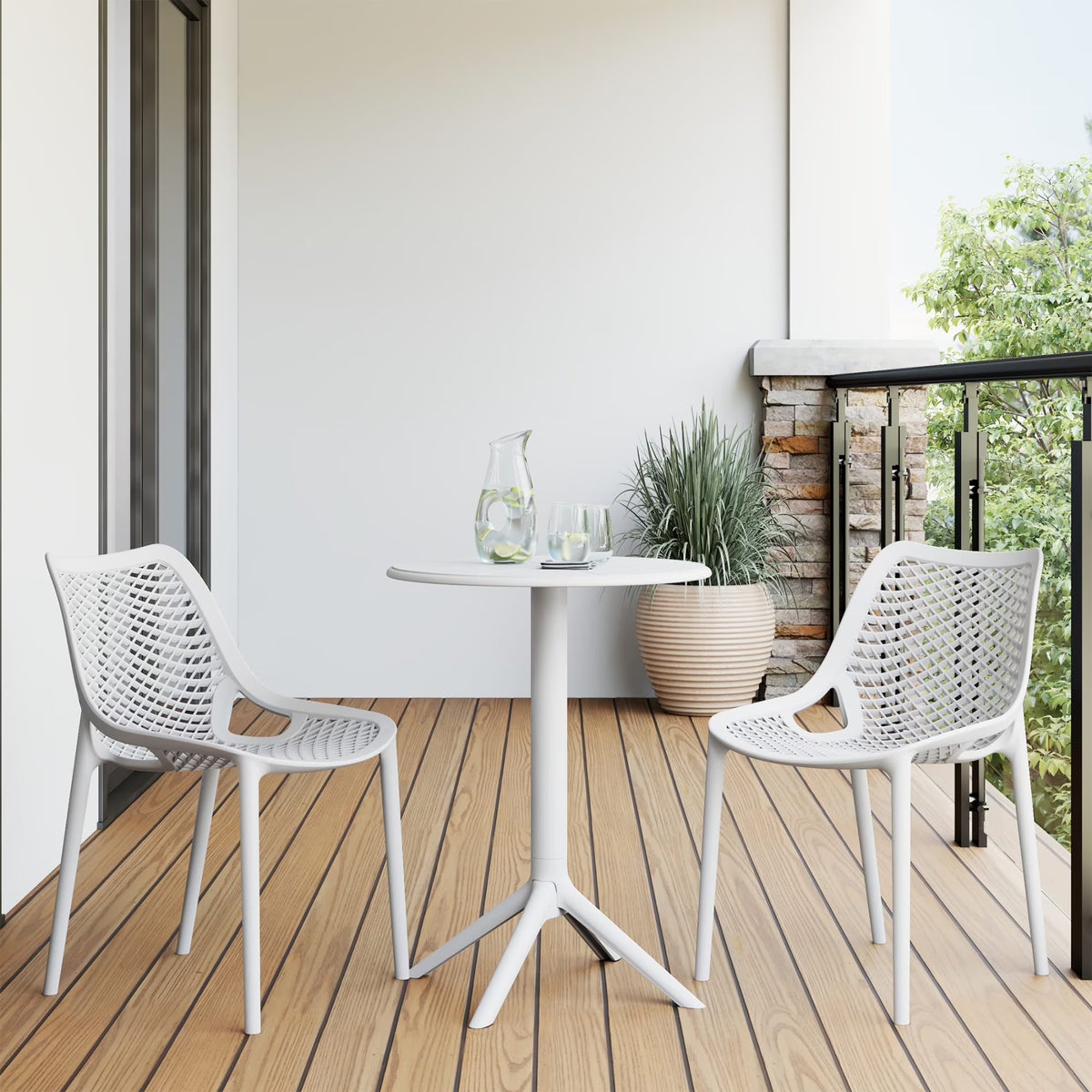 2026 NewWestinTrends Playa 3-Piece Outdoor Resin Patio Bistro Set with Stackable Patio Dining Side Chairs, Olive Green