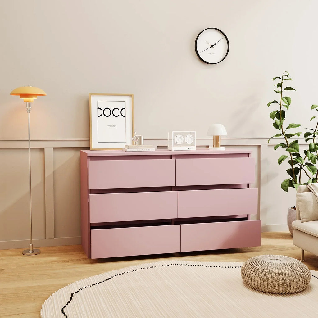 2026 NewResenkos Modern Mid Century 6 Drawer Wide Dressers Chests for Bedroom, Chest of Drawer Organizer Grey