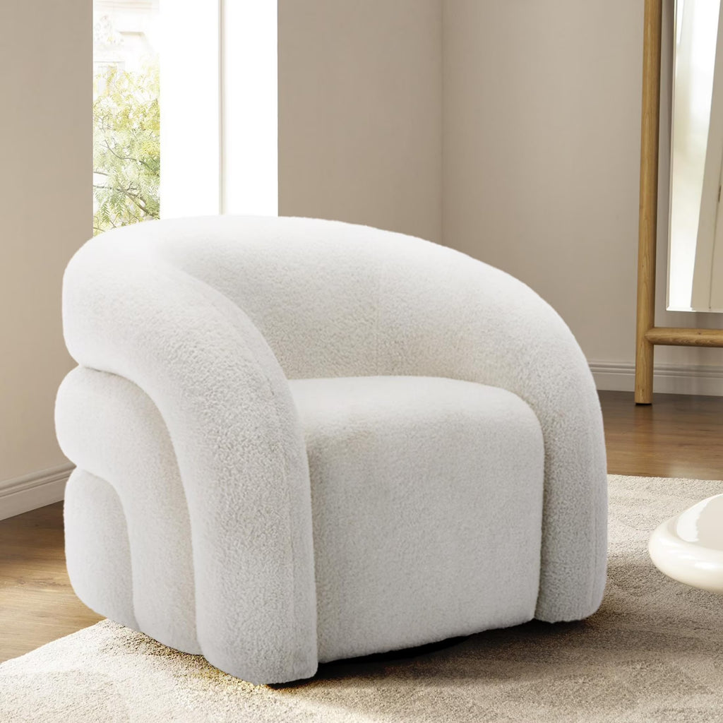 2026 New360" Swivel Accent Chair for Living Room, Boucle Barrel Armchair Single Sofa Chair Reading Chair, Sage Green