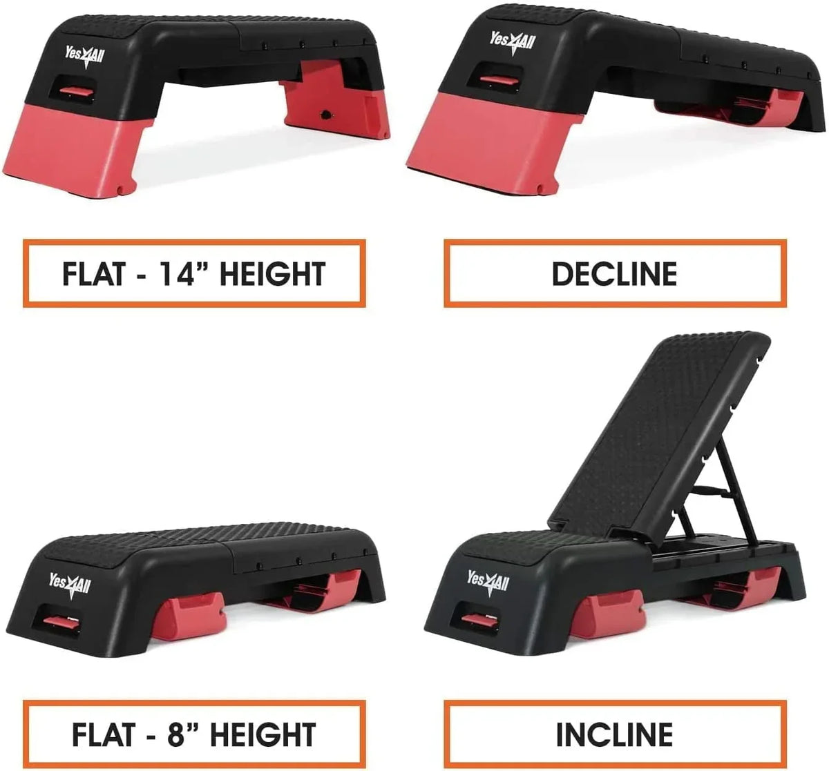 2026 NewYes4All Multifunctional Fitness Aerobic Step Platform and Aerobic Deck, Red and Black