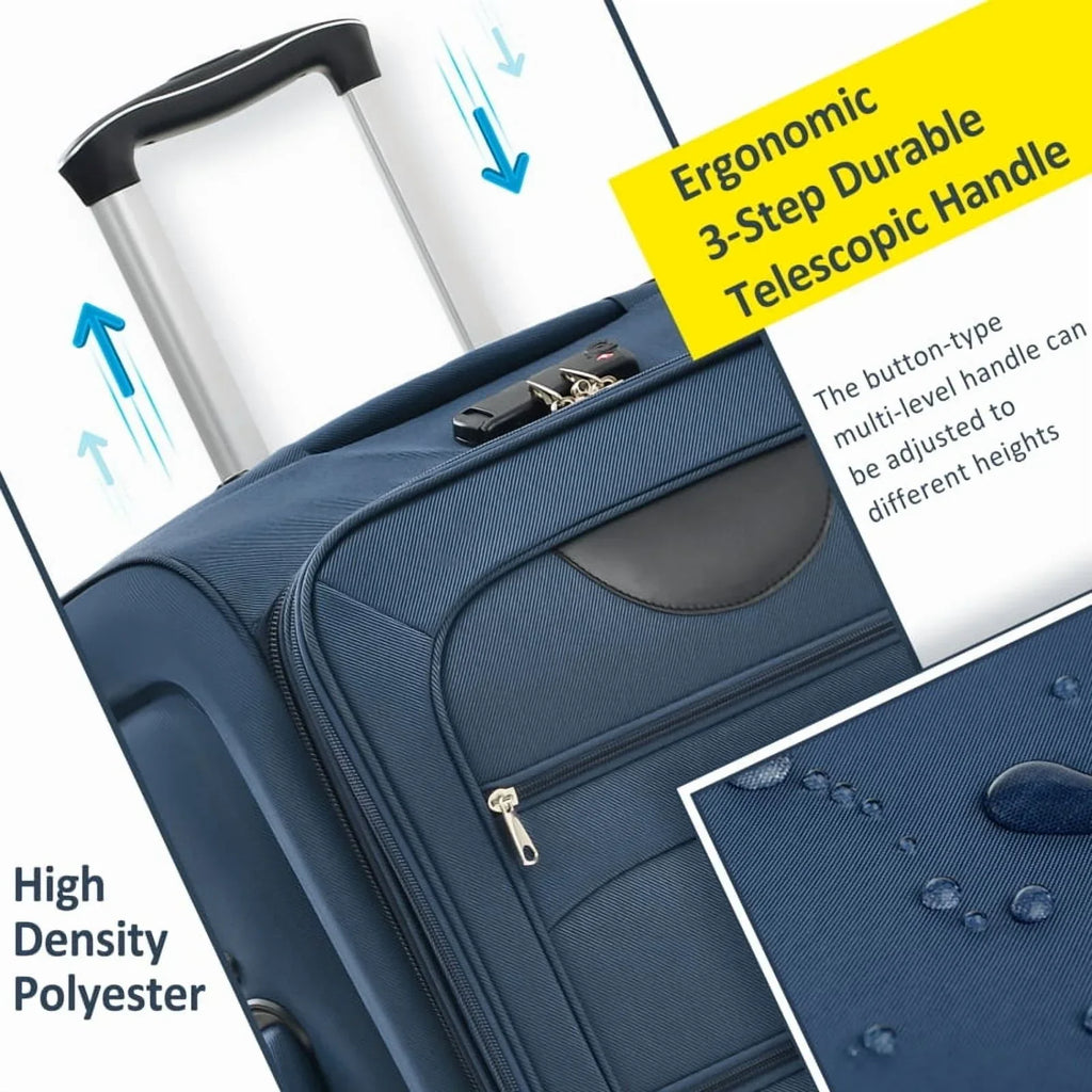 2026 NewSoftside Luggage Expandable 3 Piece Set Suitcase Upright Spinner Softshell Lightweight Luggage Travel Set
