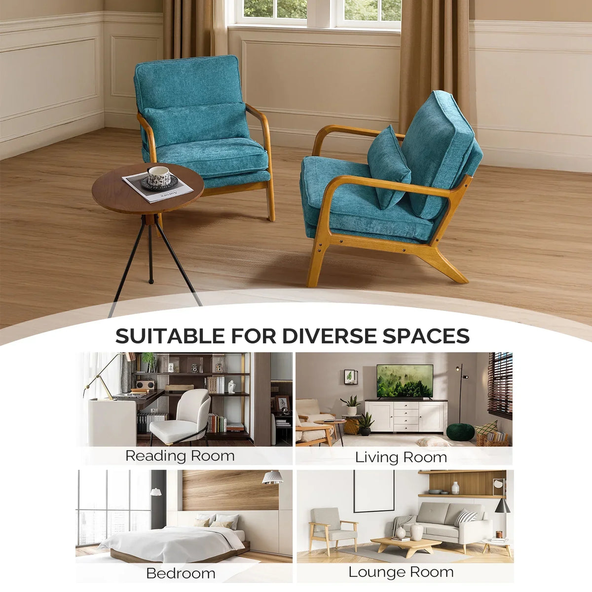 2026 NewKtaxon Accent Chair Corduroy Upholstered Armchair, Reading Club Chair with Pillow and Solid Wood Frame for Living Room Bedroom Furniture Off White
