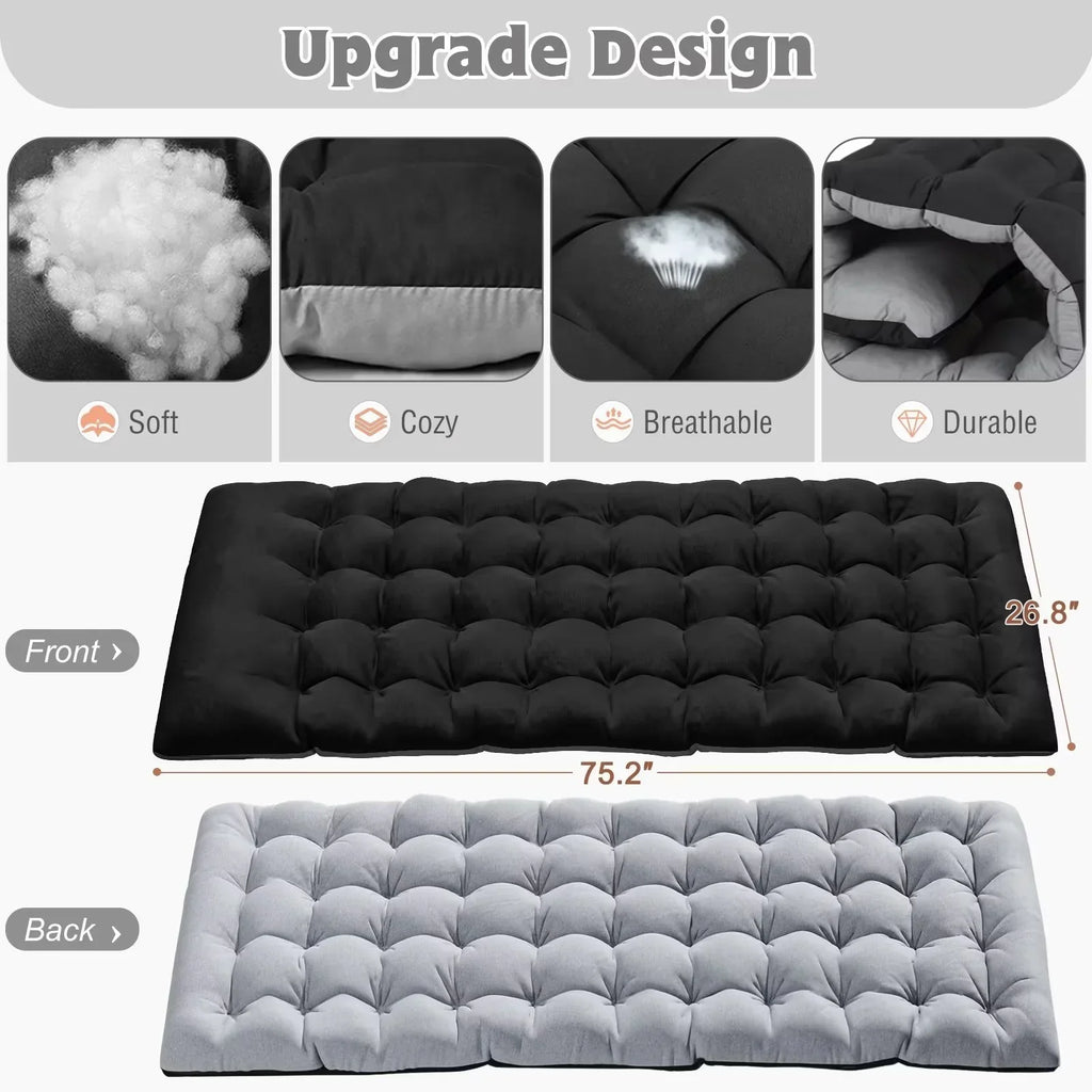 2026 NewMOPHOTO Lounge Chair with Mattress, Outdoor Chaise Lounge Support 440 Lbs, Adjustable Portable Heavy Duty Sleeping Cots Bed for Camping, Pool, Beach, Patio