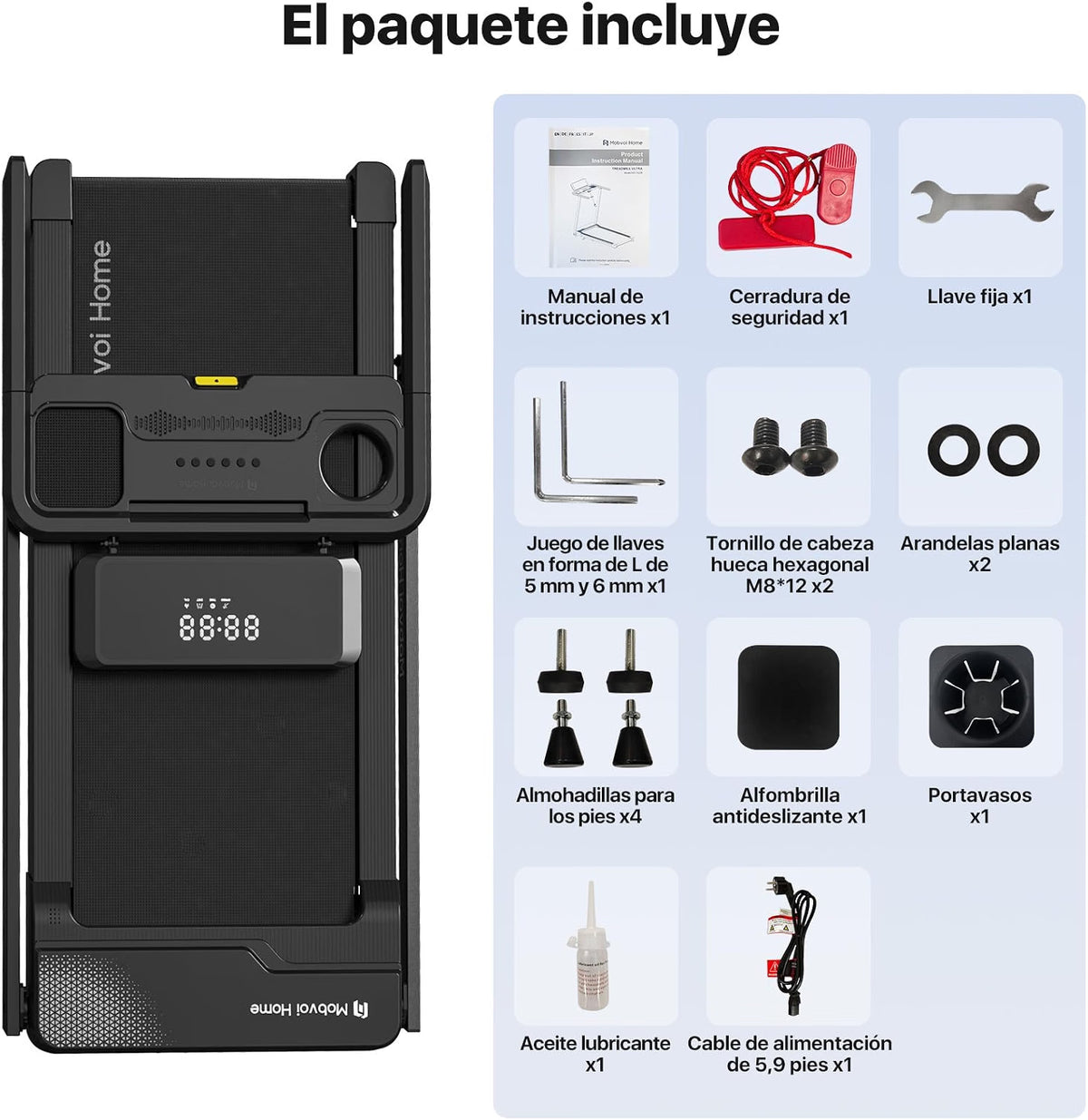 2026 Mobvoi Cinta de Correr 3 en 1 Cinta de Correr Casera Plataforma para Caminar en Casa，Cintas de Correr eléctricas, Cintas de Correr para Oficina，12 km/h 120 kg