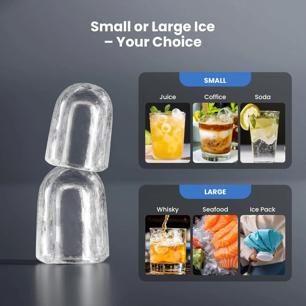 2026 NewMoifoi Ice Maker Countertop, 26 lbs/24 H, 8 Pcs Ice in 6 Mins, Portable Ice Maker Machine with Self-Cleaning, Interior Lighting, 2 Sizes Bullet Ice, Black
