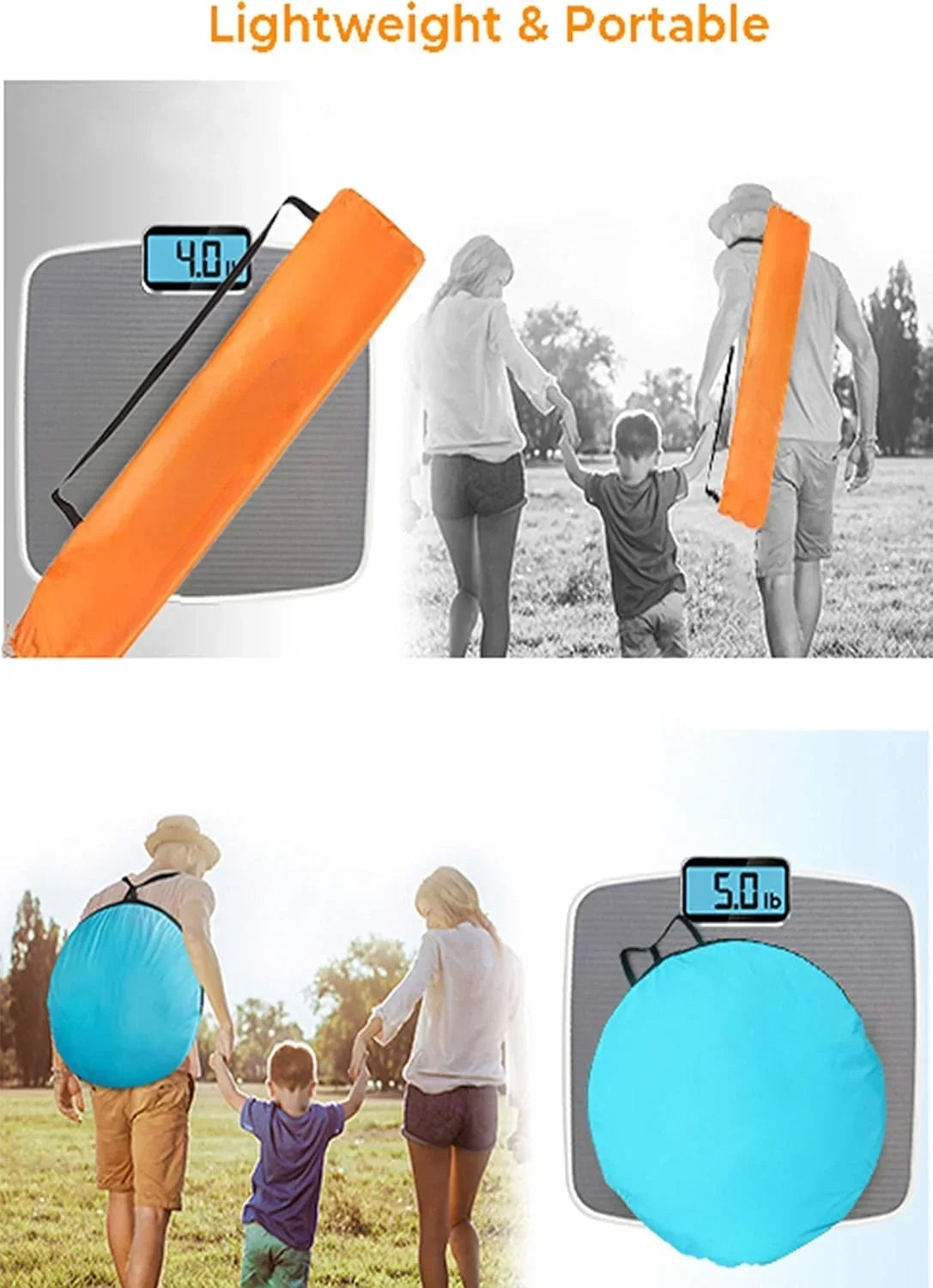 2026 NewX-Large 4 Person Beach Tent Sun Shelter - Portable Sun Shade Instant Tent for Beach with Carrying Bag, Stakes, 6 Sand Pockets, Anti UV for Fishing Hiking Camping, Waterproof Windproof, Orange