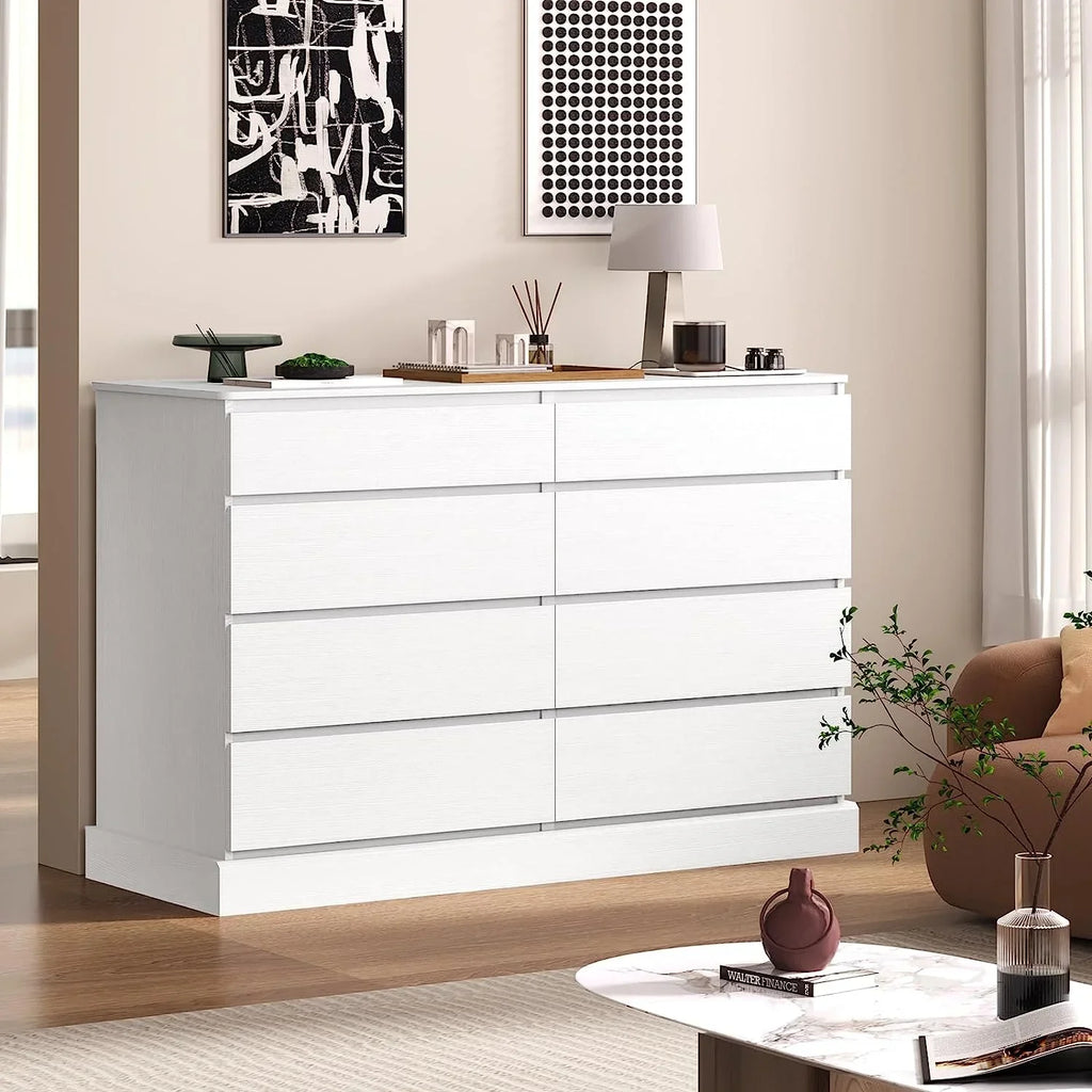 2026 New8 Drawers Double Dresser Wooden Black Chest of Drawers for Bedroom, Large Storage Cabinet for Home Living Room